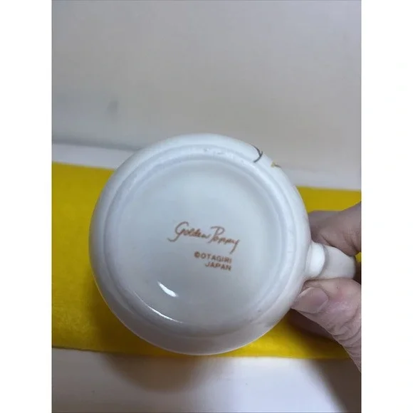 VTG OTAGIRI GOLDEN POPPY Mug Cup WHITE GOLD PORCELAIN JAPAN - Picture 4 of 10